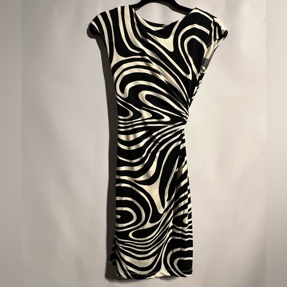 Saks Fifth Avenue Black and White Asymmetrical Dress